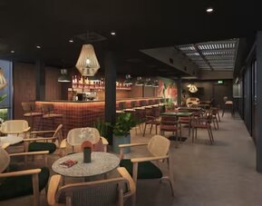 Bar and lounge area at Hilton Garden Inn Debrecen City Centre.