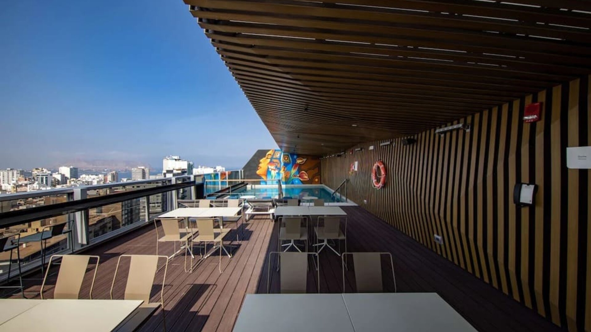 Rooftop terrace at Hilton Garden Inn Lima Miraflores.