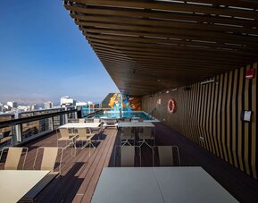 Rooftop terrace at Hilton Garden Inn Lima Miraflores.