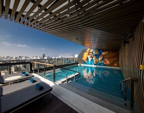 Stunning rooftop pool at Hilton Garden Inn Lima Miraflores.