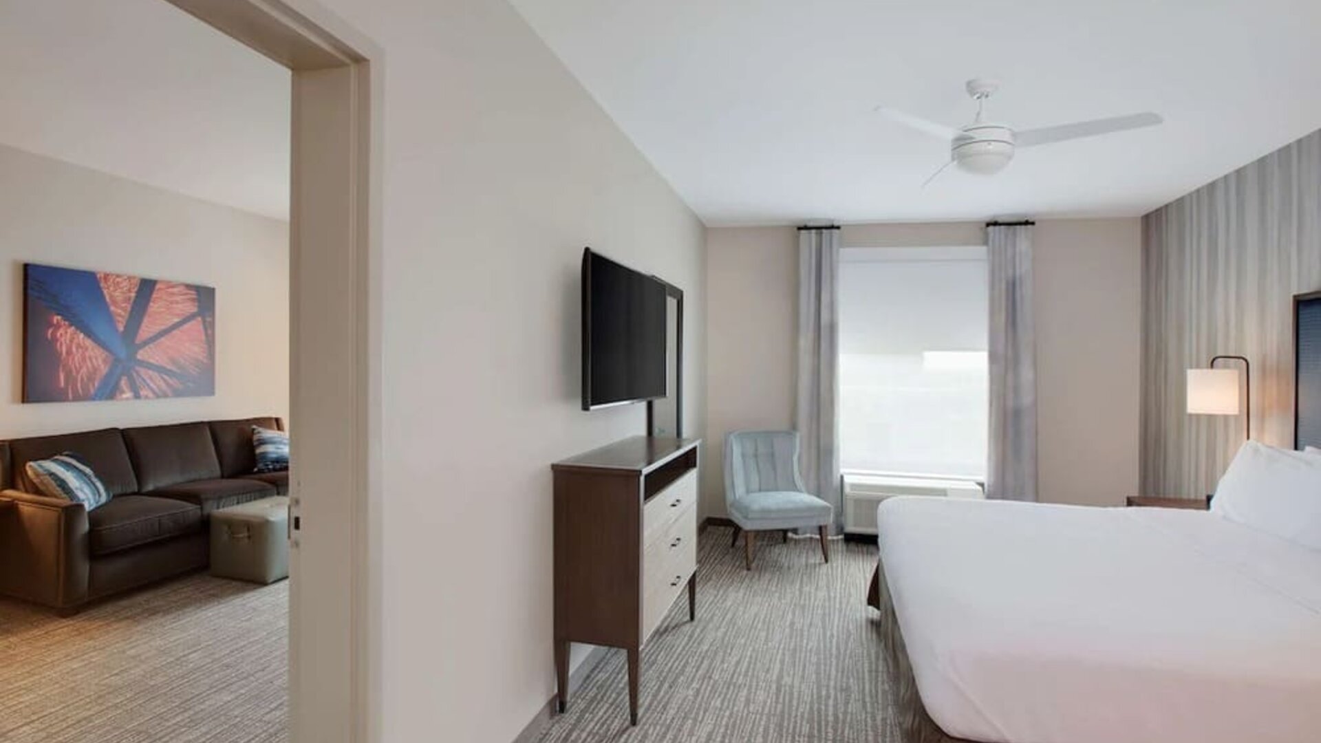 Day use room with lounge area at Homewood Suites By Hilton Louisville Downtown.