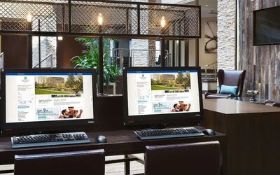 Business center at Embassy Suites By Hilton Denver Tech Center.