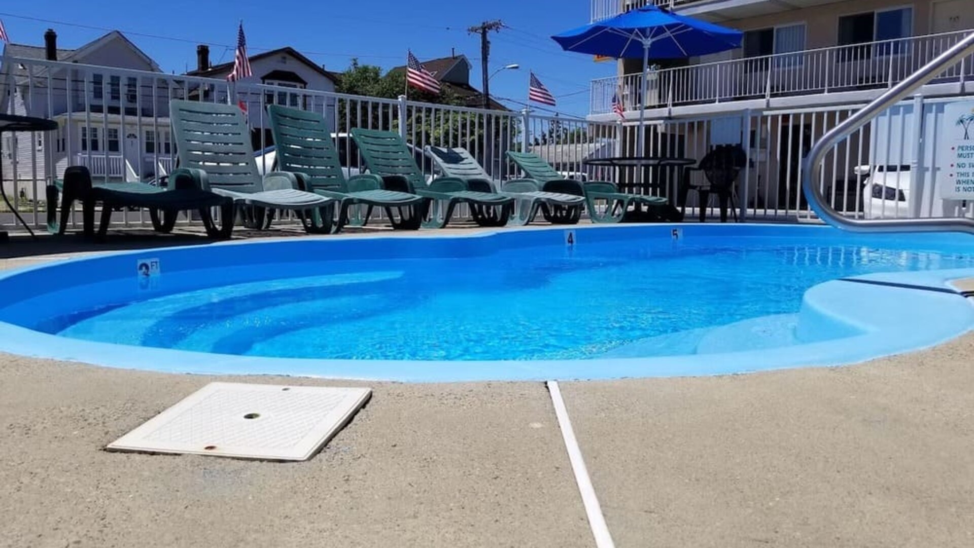 Outdoor pool at Bay Breeze Motel.