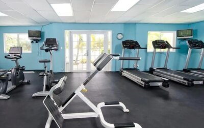 Fitness center at Oyster Bay Beach Resort.