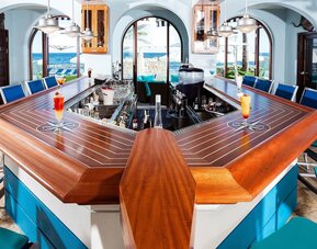 Hotel bar at Oyster Bay Beach Resort.