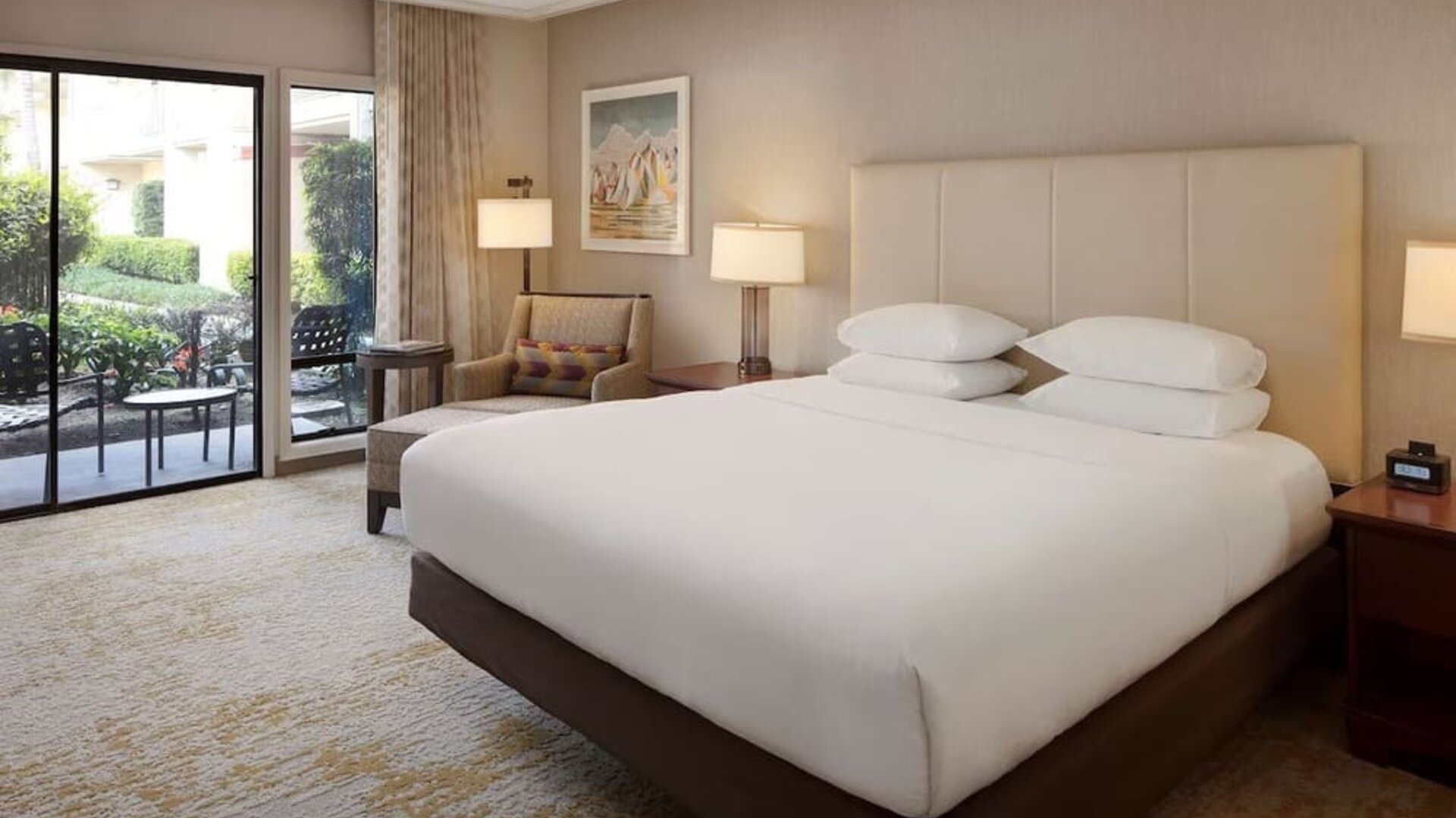 Romantic king room with natural light at DoubleTree By Hilton Ontario Airport.