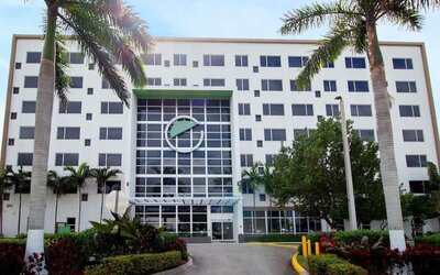 Hotel outdoors at Element Miami Doral.