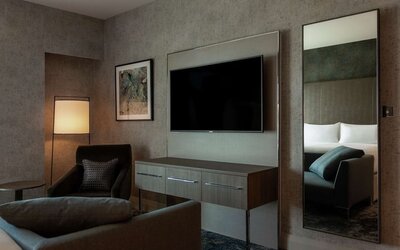 Day use room with lounge area at Hilton Aberdeen TECA.