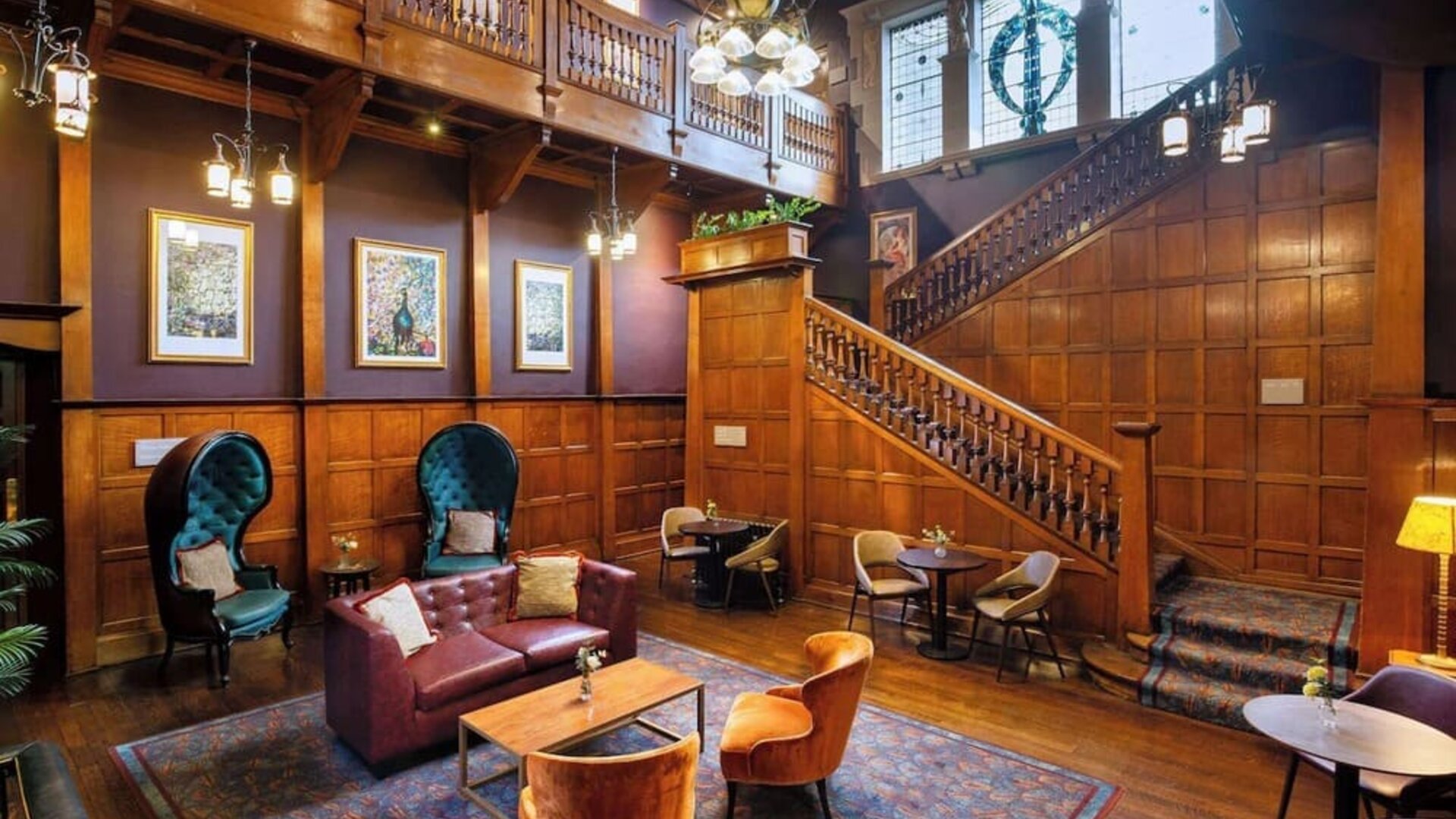 Lobby and library at Elmbank York, Tapestry Collection By Hilton.