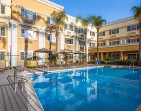 Outdoor pool area at Hotel Marguerite.