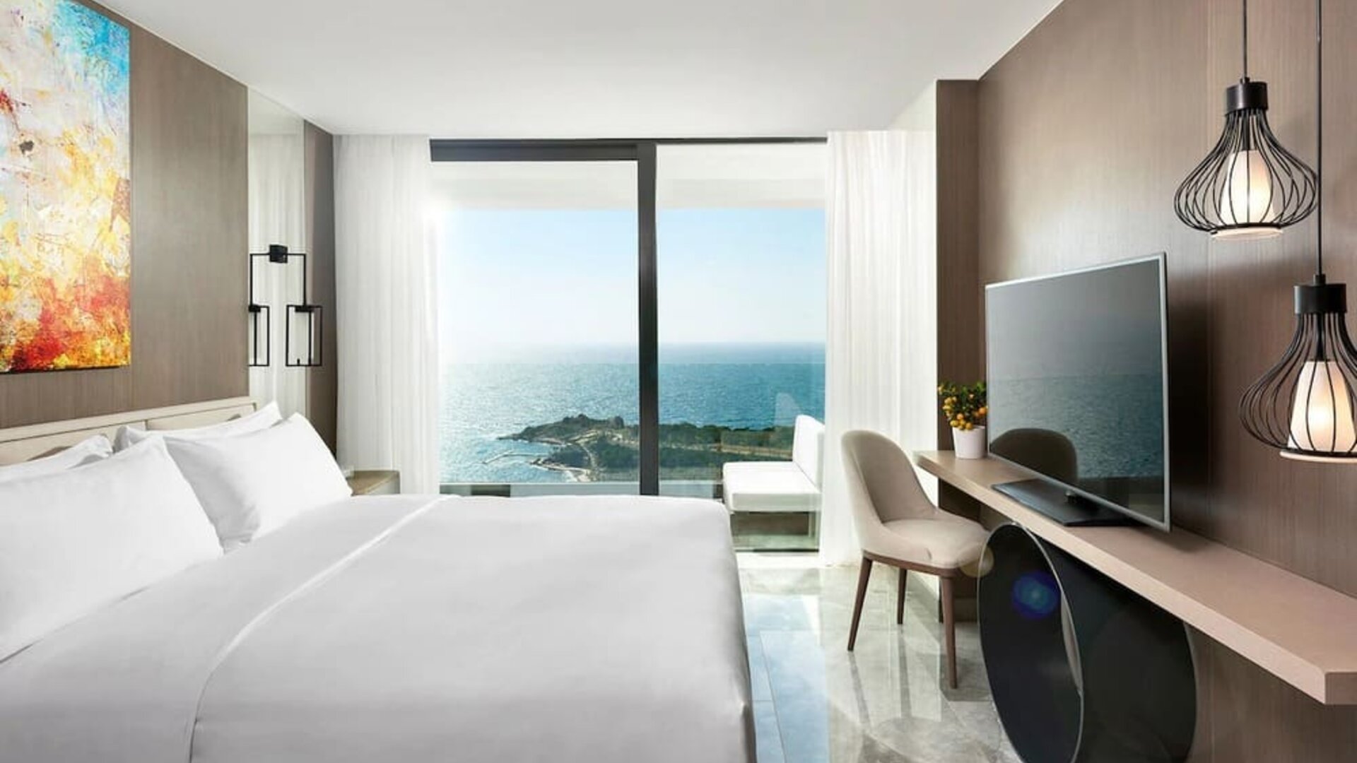 Day use room with ocean view at Le Méridien Bodrum Beach Resort.