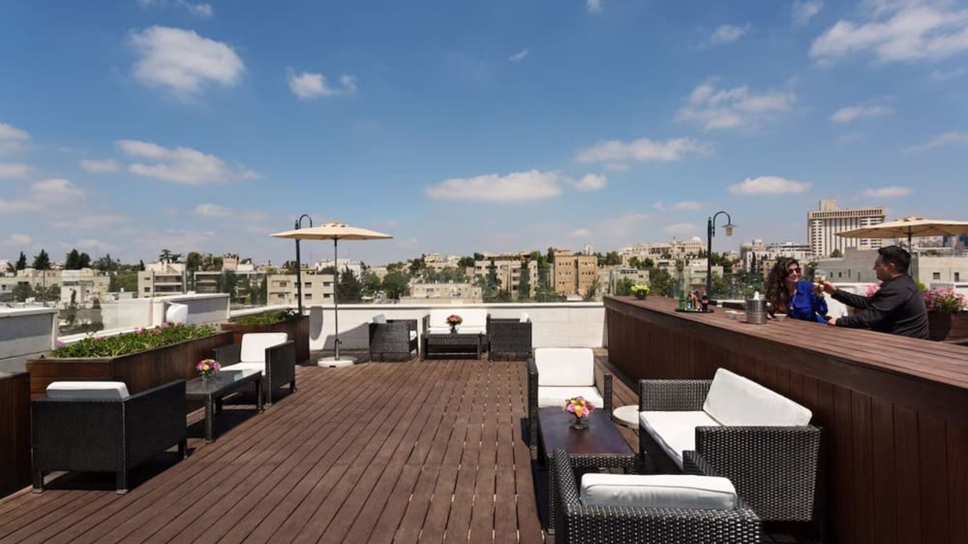 Rooftop terrace and chairs at Prima Royale Hotel.
