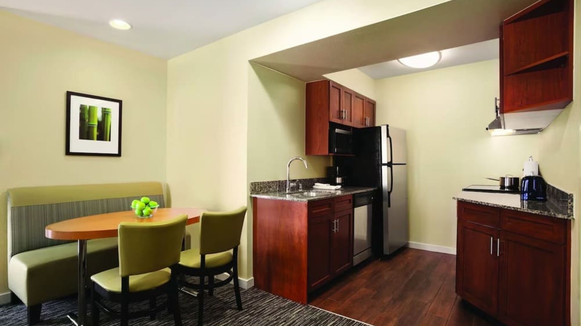 Kitchen area at Hyatt House Pleasanton.

