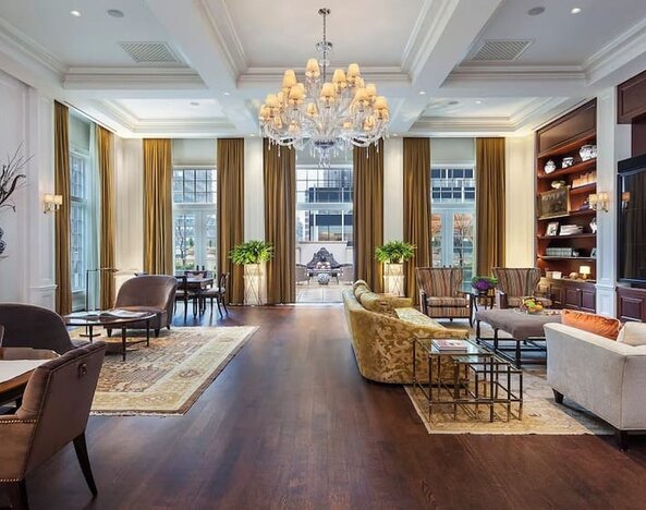 Lobby and coworking lounge at InterContinental New York Barclay.
