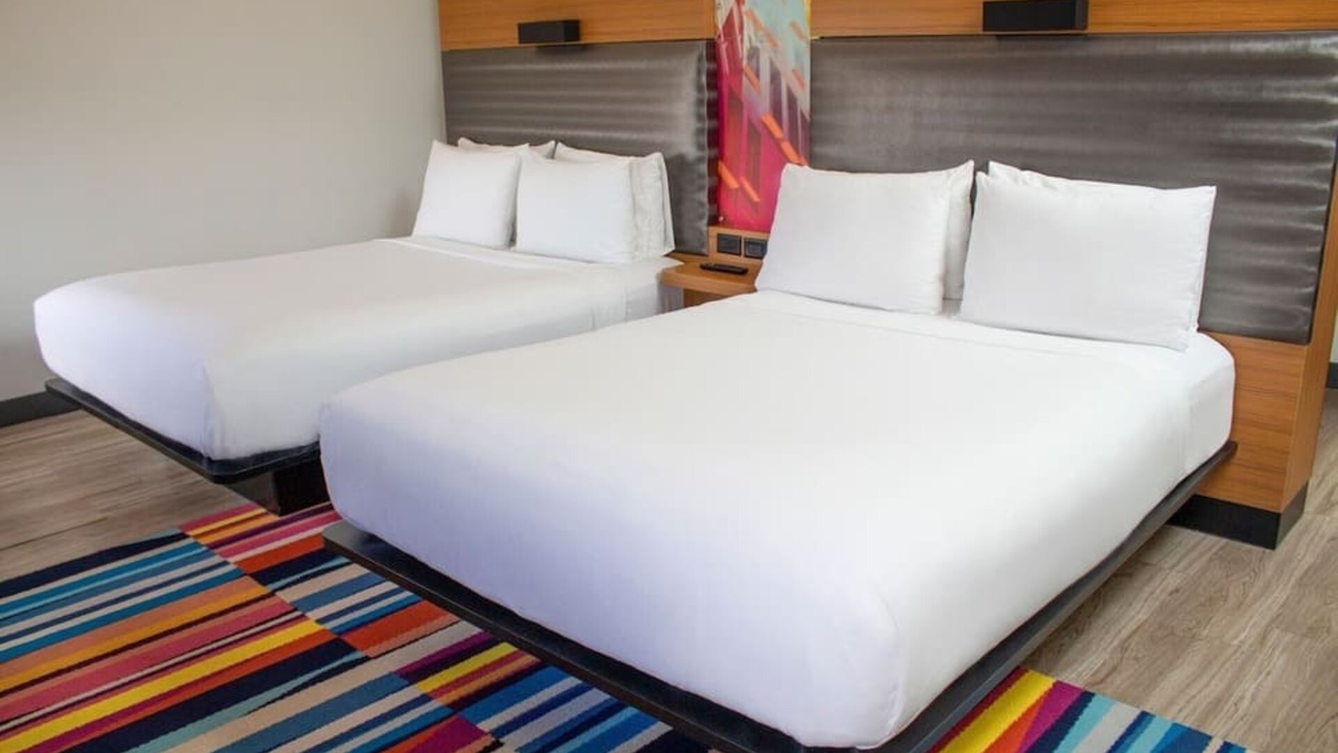 Day use room with two beds at Aloft Miami Doral.
