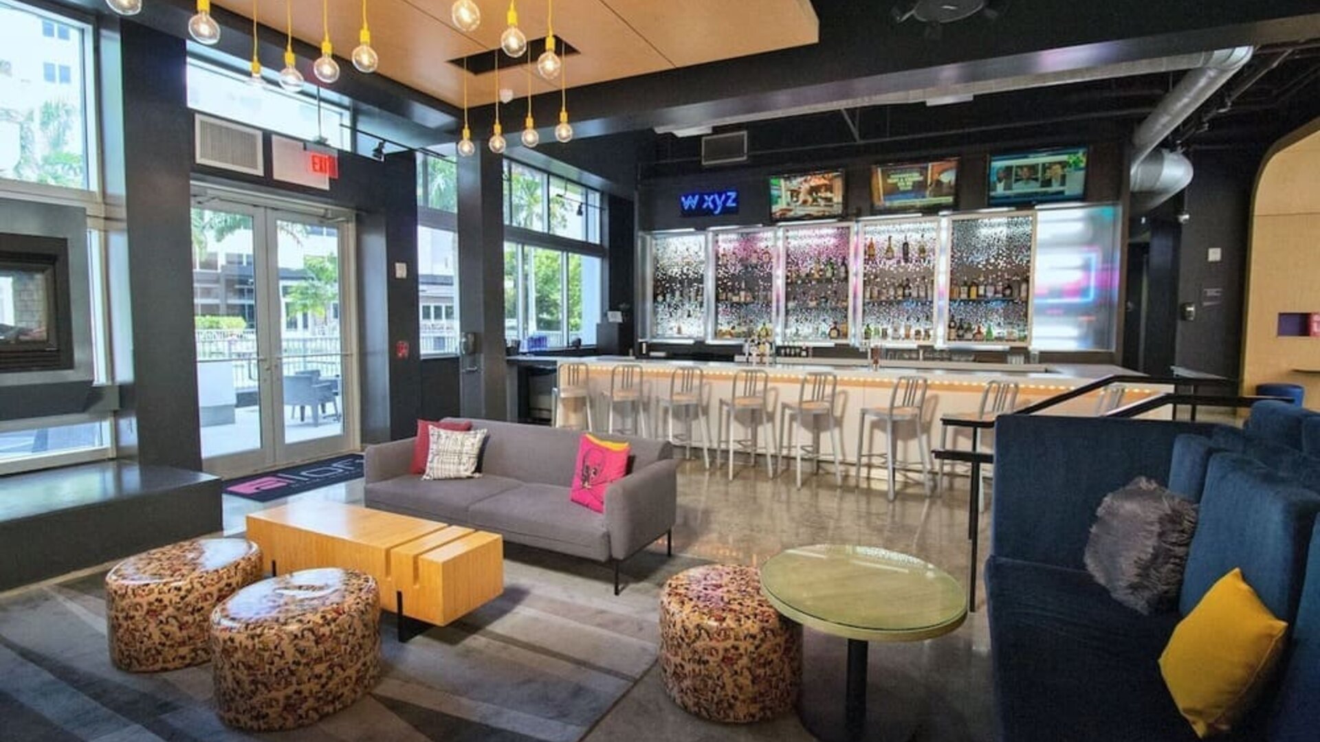 Coworking space and lounge at Aloft Miami Doral.
