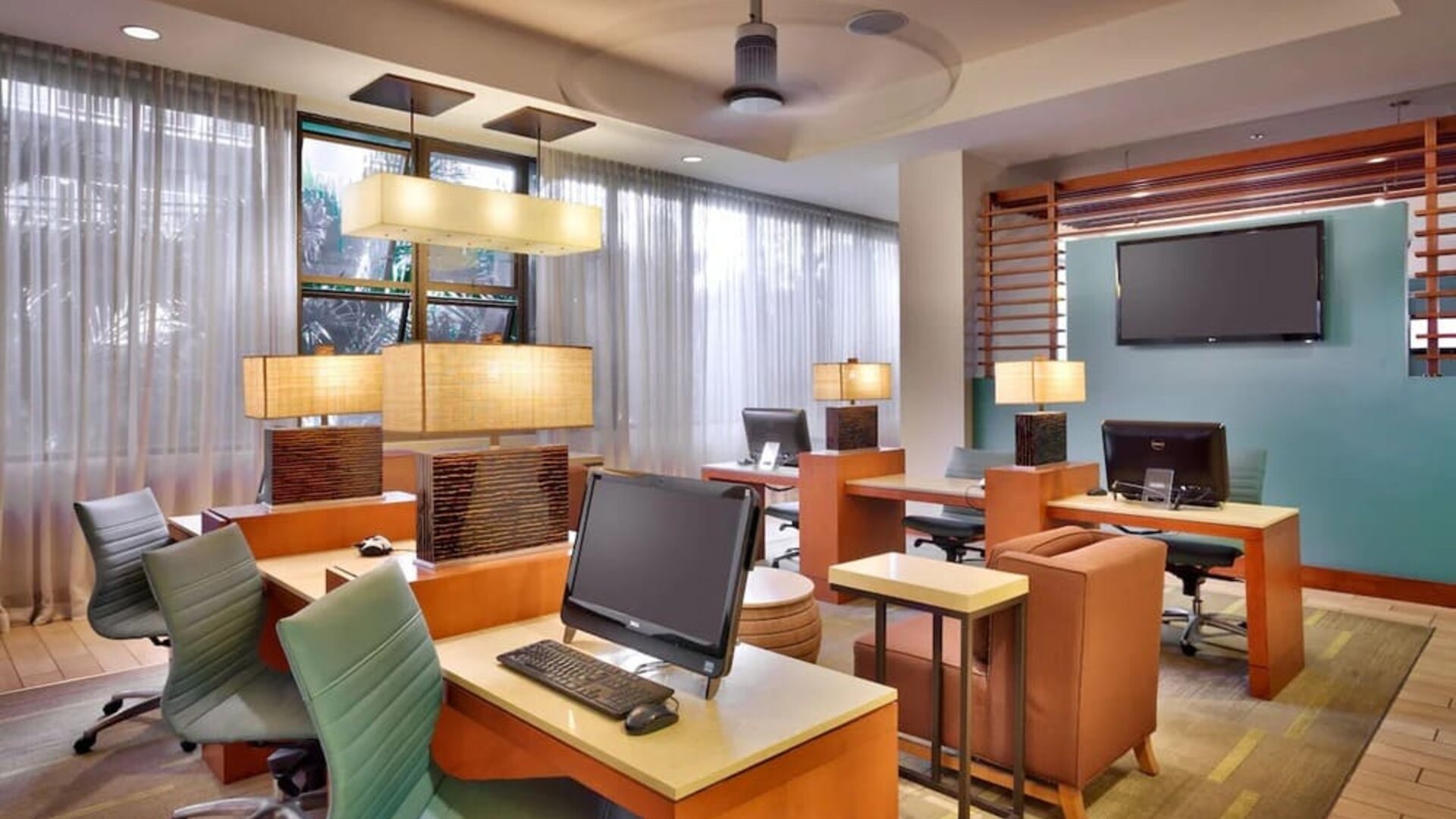 Business center at Hyatt Place Waikiki Beach.
