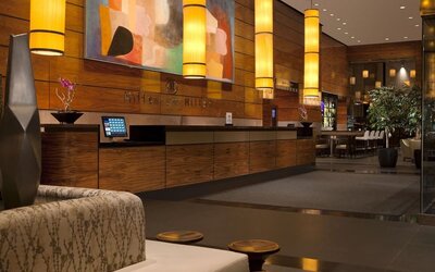 Lobby and hotel entrance at M Social New York Downtown.