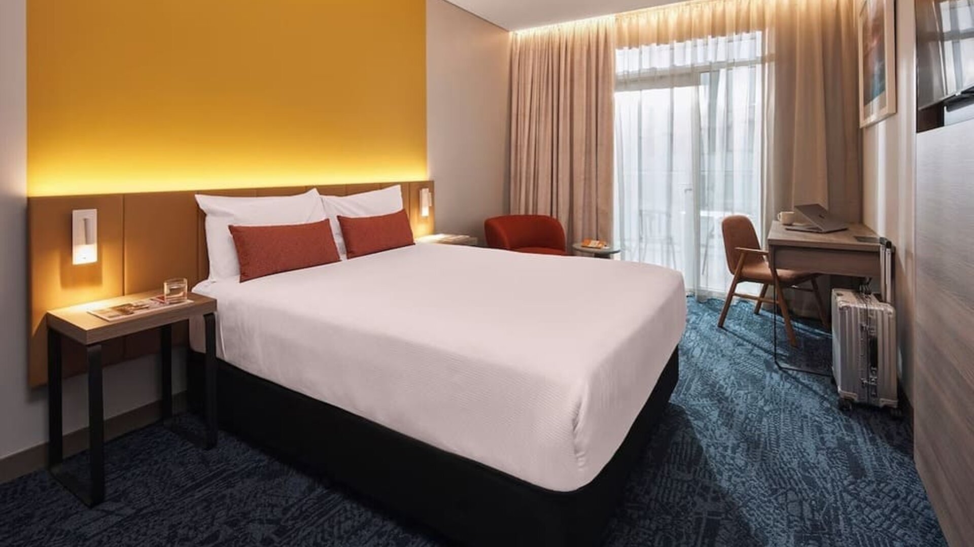 Romantic king room at Rydges Sydney Airport Hotel.