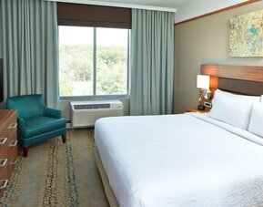 Spacious king guest room featuring premium bedding, comfortable seating, and contemporary amenities for a relaxing stay at Hilton Garden Inn Boston/Marlborough.