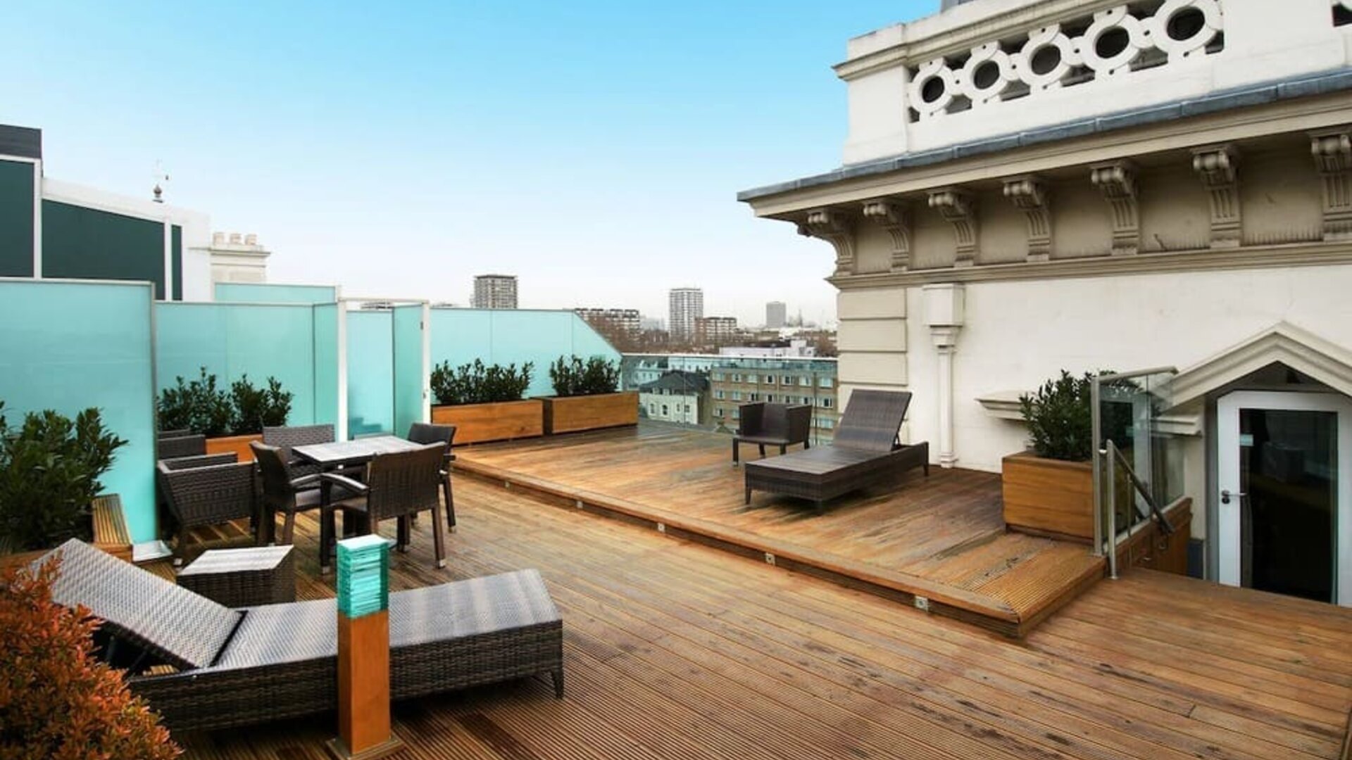 Rooftop terrace at Hilton London Paddington.
