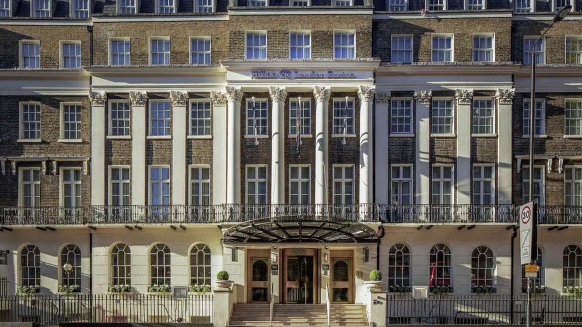 Hotel exterior at Hilton London Euston.