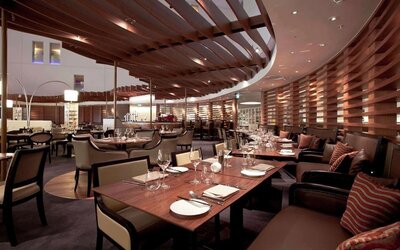 Dining area at Hilton London Heathrow Airport Terminal 5.