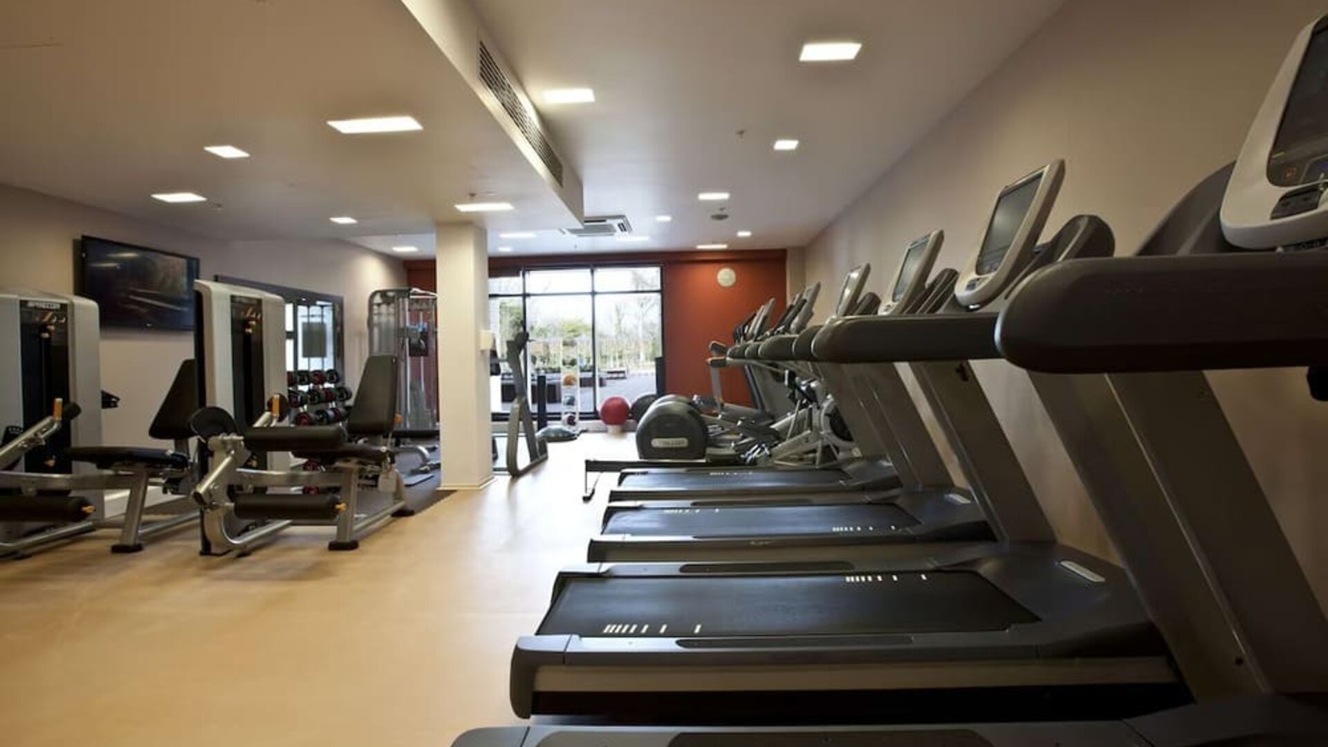 Fitness center available at Hilton London Heathrow Airport Terminal 5. 