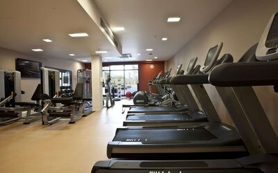 Fitness center available at Hilton London Heathrow Airport Terminal 5. 