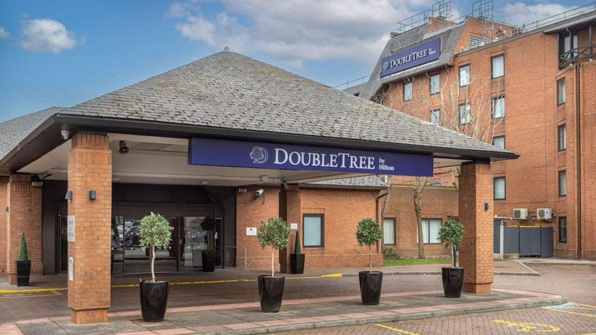 Hotel exterior at DoubleTree By Hilton Manchester Airport.