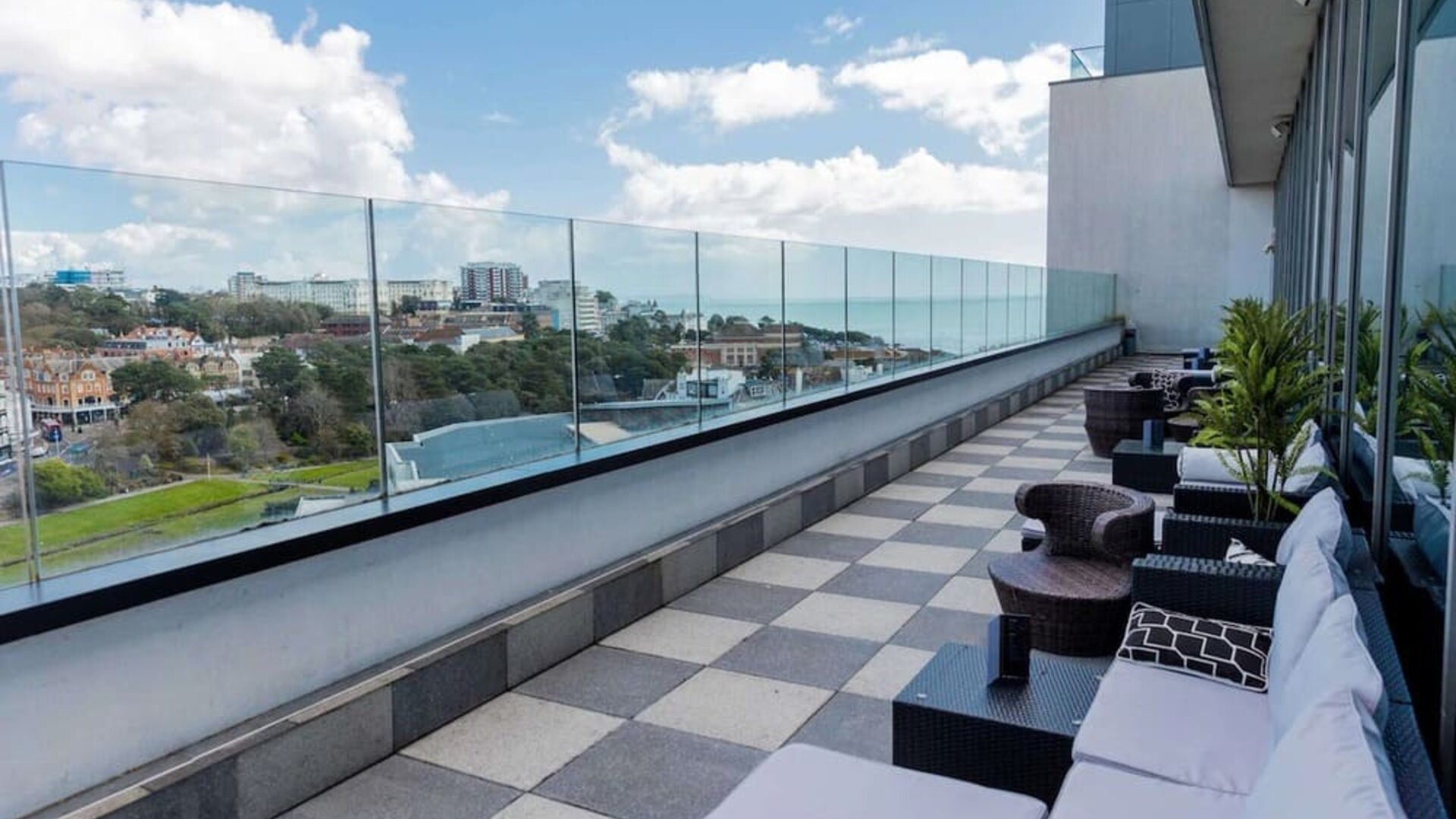 Outdoor terrace perfect for coworking at Hilton Bournemouth.  