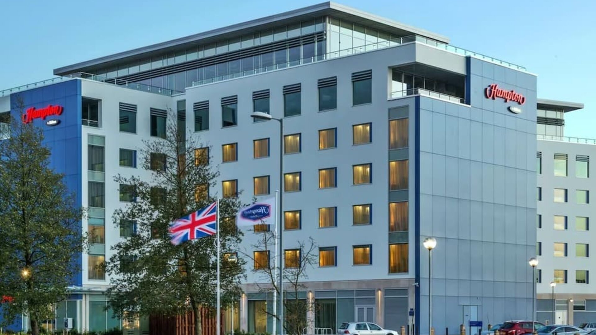 Hotel exterior at Hampton By Hilton London Luton Airport.