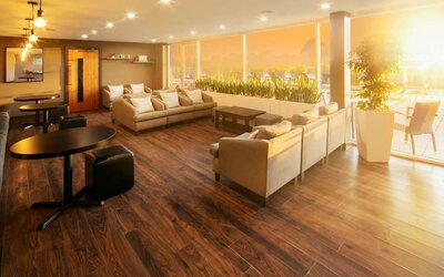 Lounge area beside sun deck at DoubleTree By Hilton Hotel & Spa Chester.