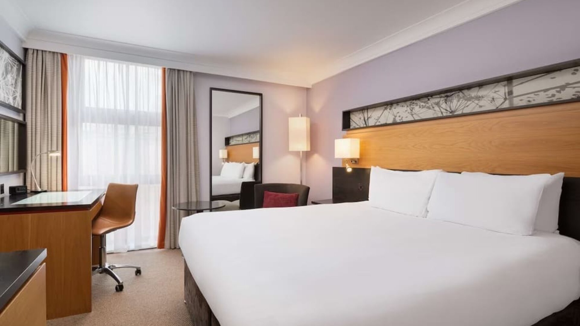 Day use room with work desk at Hilton London Kensington.
