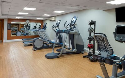 Fitness center available at Hilton London Kensington.
 
