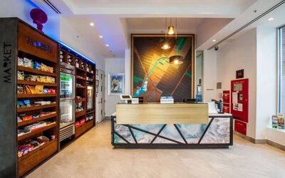 Reception and convenience store at Fairfield Inn & Suites New York Brooklyn.