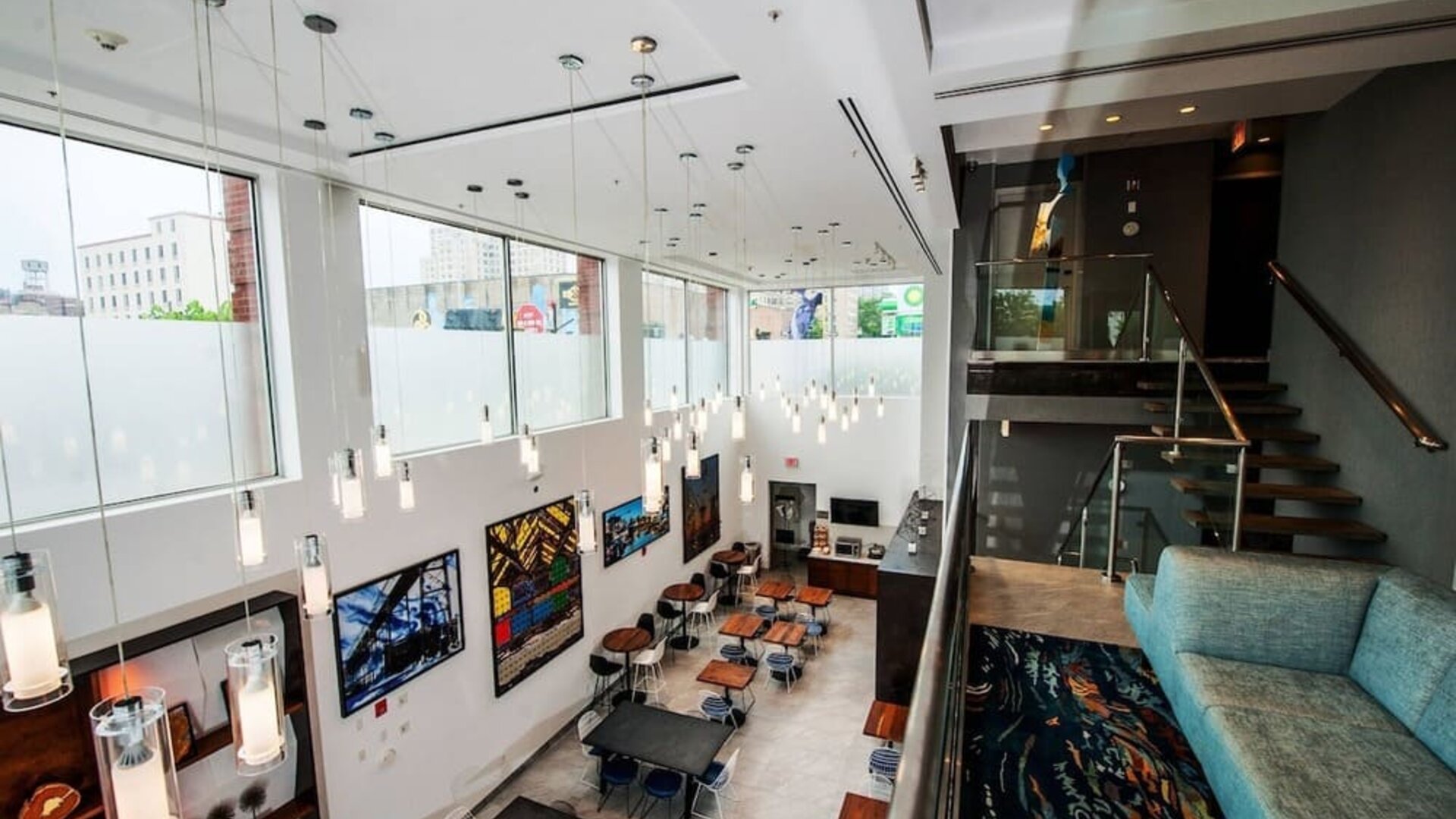 Lounge and coworking space at Fairfield Inn & Suites New York Brooklyn.