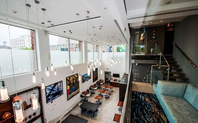 Lounge and coworking space at Fairfield Inn & Suites New York Brooklyn.