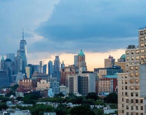 City views at sunset at Fairfield Inn & Suites New York Brooklyn.