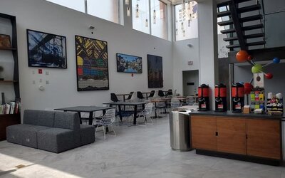 Hotel entrance and lobby area at Fairfield Inn & Suites New York Brooklyn.