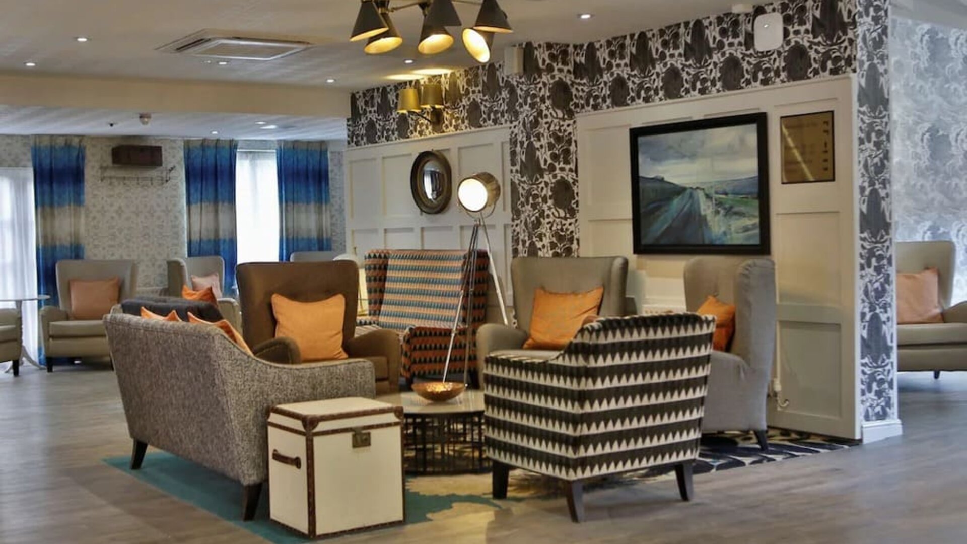 Lobby and coworking lounge at DoubleTree By Hilton York.