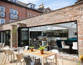 Cafe with outdoor seating at DoubleTree By Hilton York. 