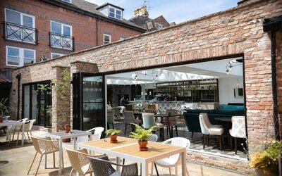 Cafe with outdoor seating at DoubleTree By Hilton York. 