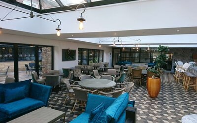 Spacious dining area with natural light at DoubleTree By Hilton York.
