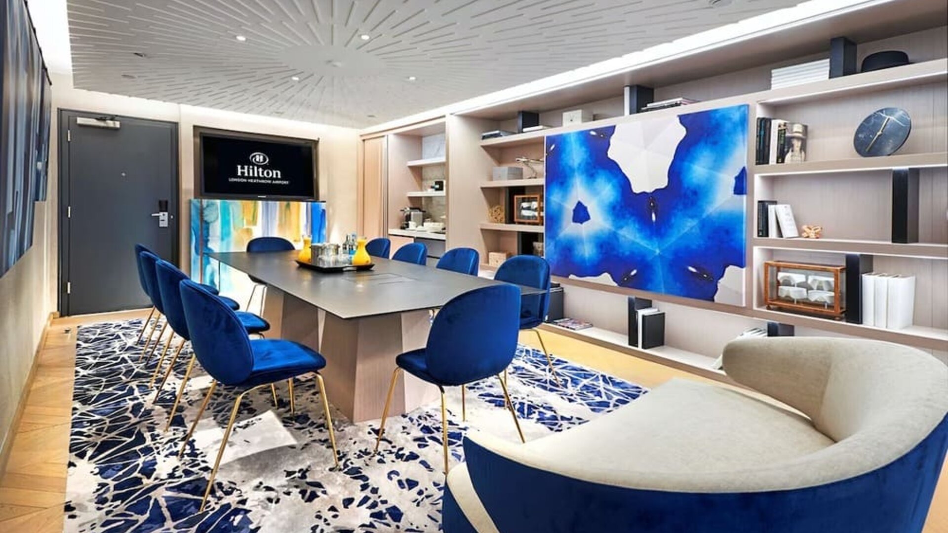 Professional meeting room at Hilton London Heathrow Airport.