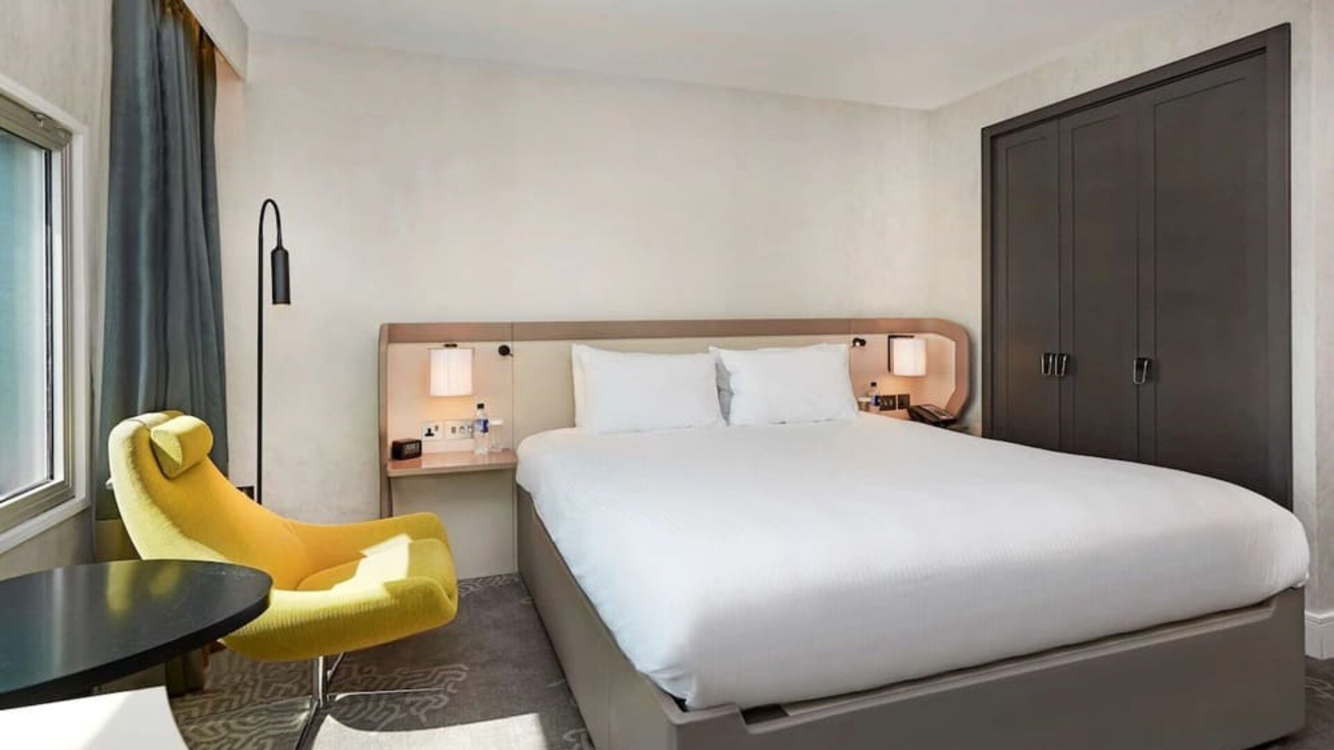 Day use room with natural light at Hilton London Heathrow Airport.