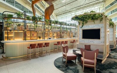 Hotel bar at Hilton London Heathrow Airport.