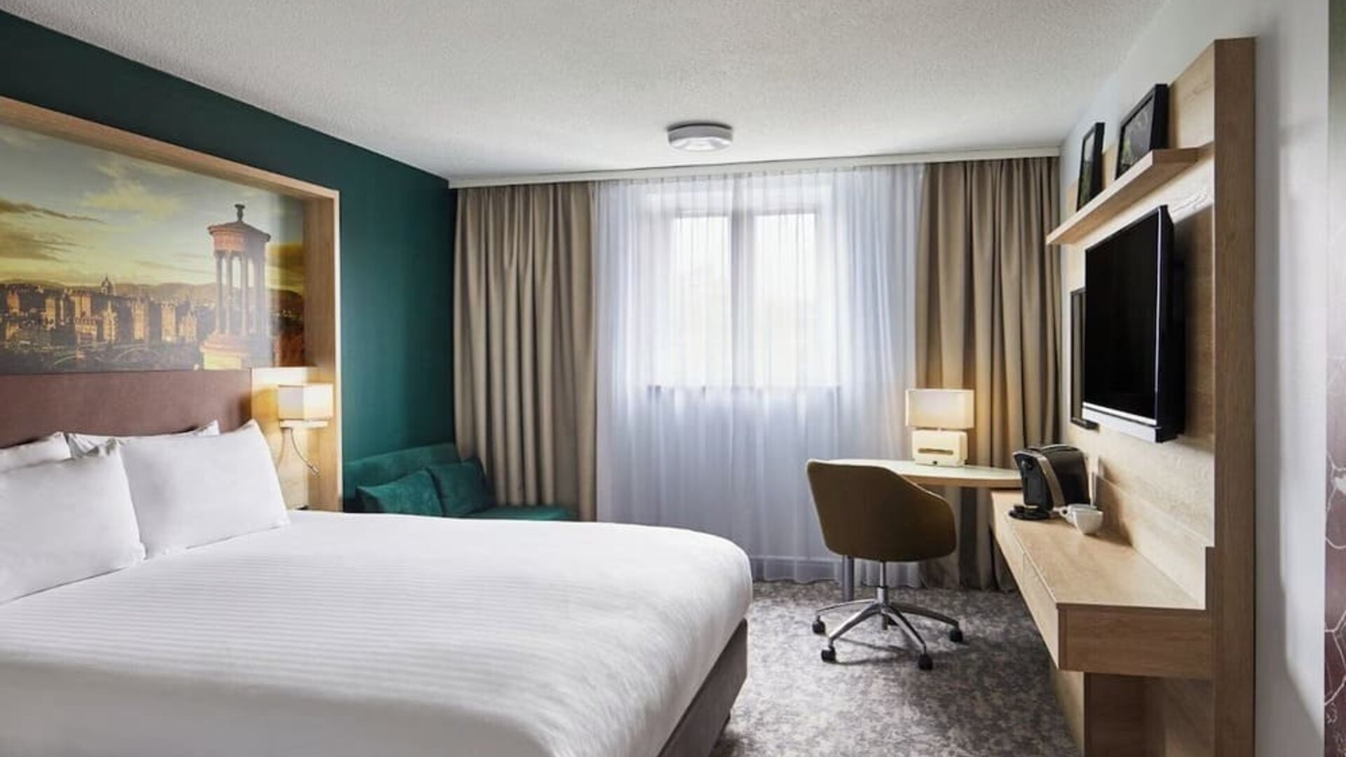 Day use room with work desk at Leonardo Royal Hotel Edinburgh Haymarket.