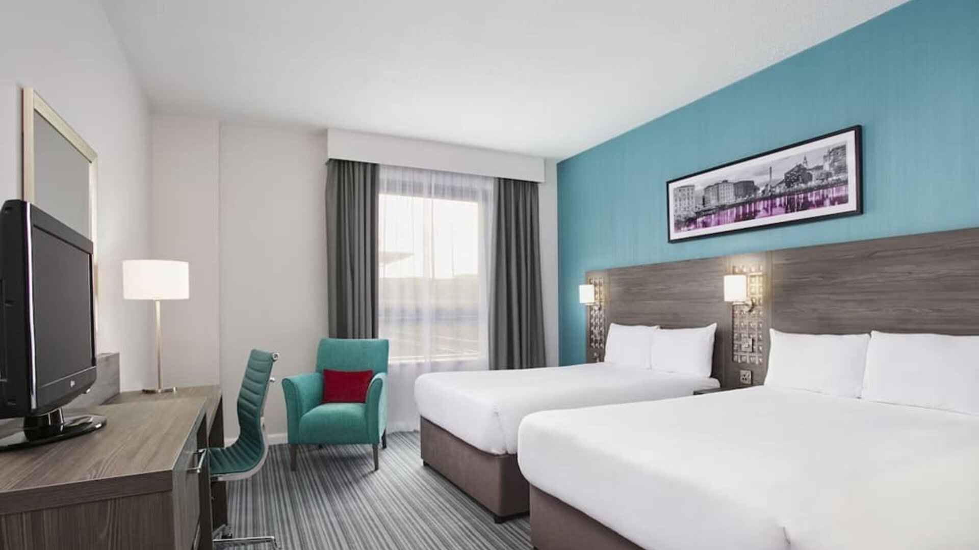 Two bed day use room at Leonardo Hotel Plymouth.