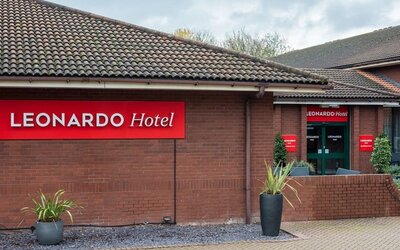 Hotel entrance at Leonardo Hotel East Midland Airport.